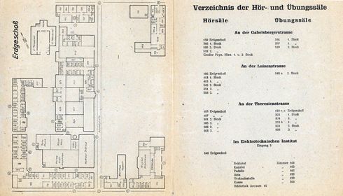  Excerpt from a directory of lecture and exercise halls at the Technical University of Munich (TUM)